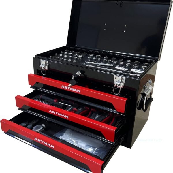 20 four layer steel toolbox. containing 439 parts. equipped with 3 drawers. metal locks to prevent tool loss. and storage trays suitable for water and electricity maintenance scenarios