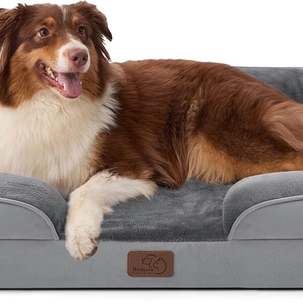 Bedsure Orthopedic Dog Beds Large Sized Dog - Washable Large Dog Cat Bed Waterproof. Comfort Dogs Couch Sofa with Washable Removable Cover. Pet Bed with Nonskid Bottom. Grey. 35