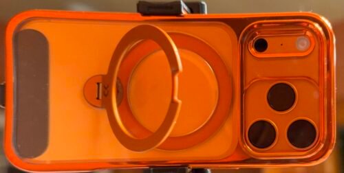 CASEKOO Cosmic Orange Glossy for iPhone 17 Pro Max Case [360 Spin Magnetic Stand][Fit for MagSafe][17FT Military Protection] Slim Polished for iPhone 17 Pro Max Case with Stand 6.9''. Cosmic Orange photo review